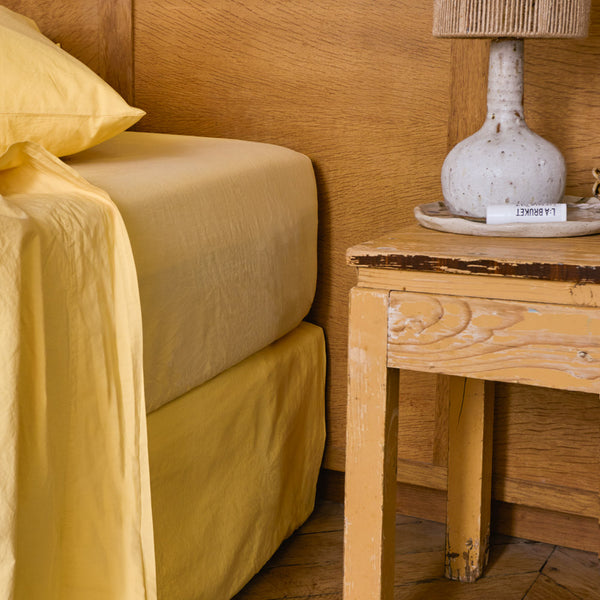 Drap-housse en percale de coton - Jaune Aurore