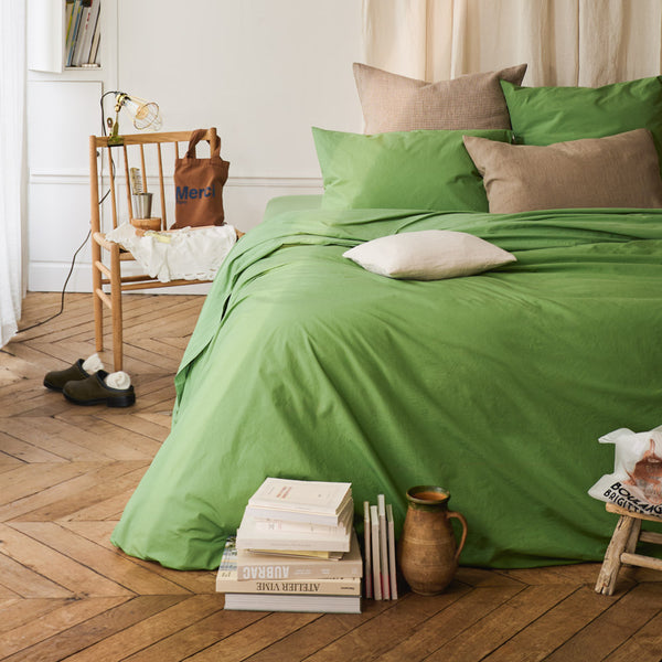 Housse de couette en percale de coton - Vert Lagune