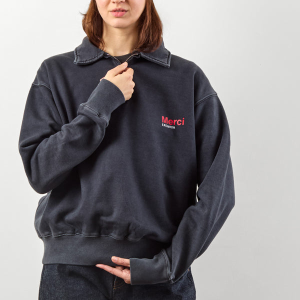 Erewhon | Merci - Sweat Half Zip Polo - Noir