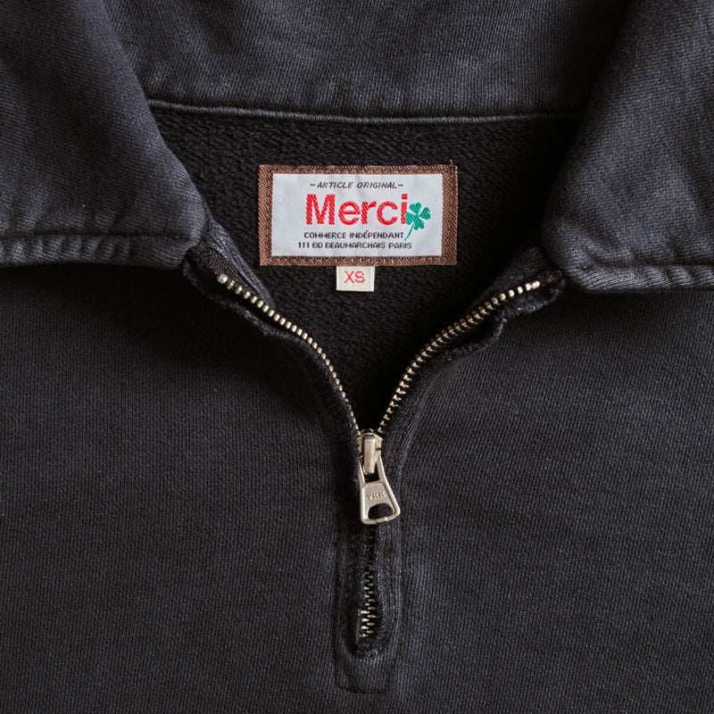 Erewhon | Merci - Sweat Half Zip Polo - Noir