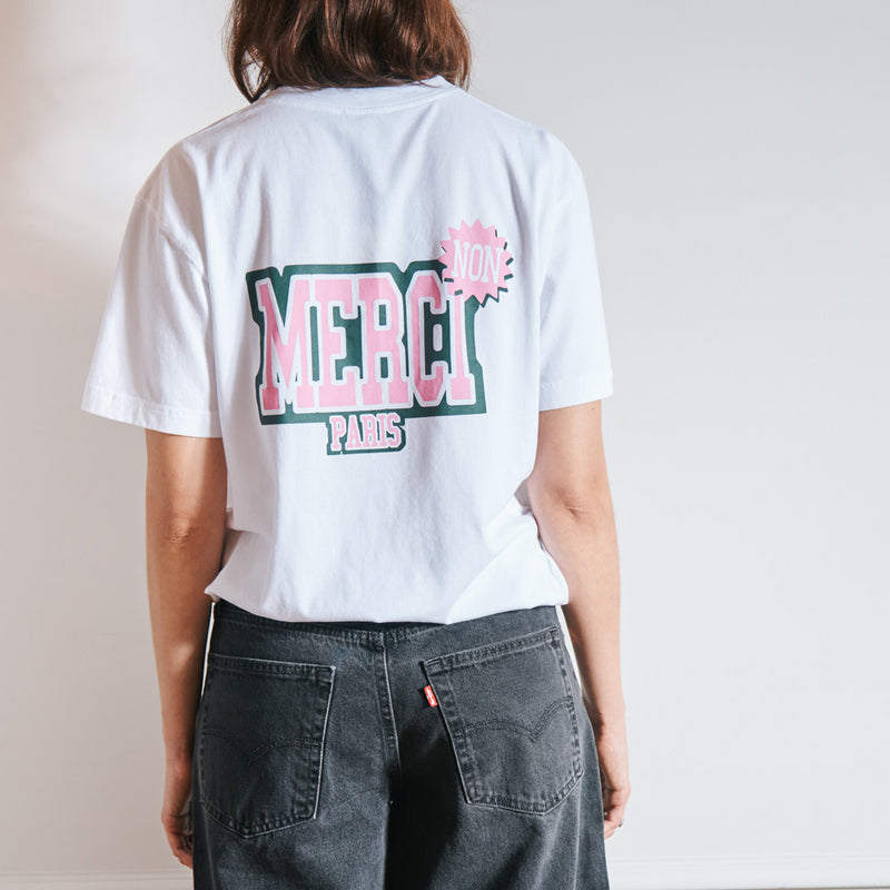 Merci - T-Shirt Non Merci College - Blanc