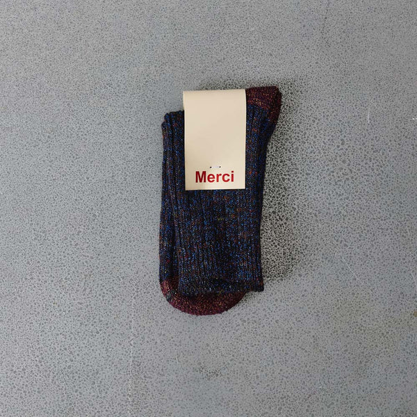 Merci - Chaussettes Lulu - Marine & Bordeaux