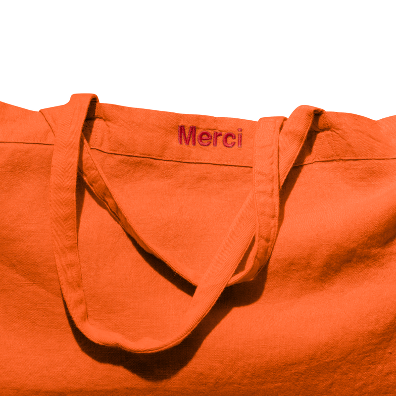 Merci - Cabas en lin lavé - Orange Zeste – Merci Paris