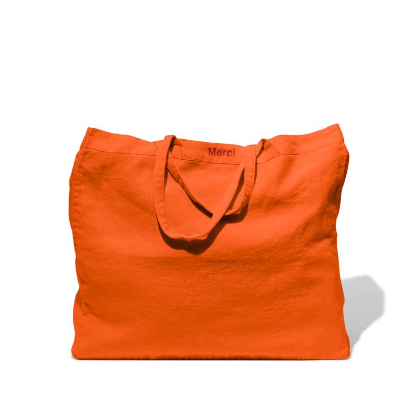 その他 merci Merci - Cabas en lin lavé - Orange Zeste – Merci Paris