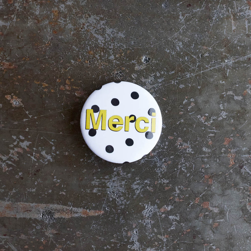 Badge Merci - Pois Noir