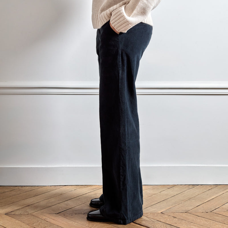 Merci - Pantalon en velours Dalida - Noir