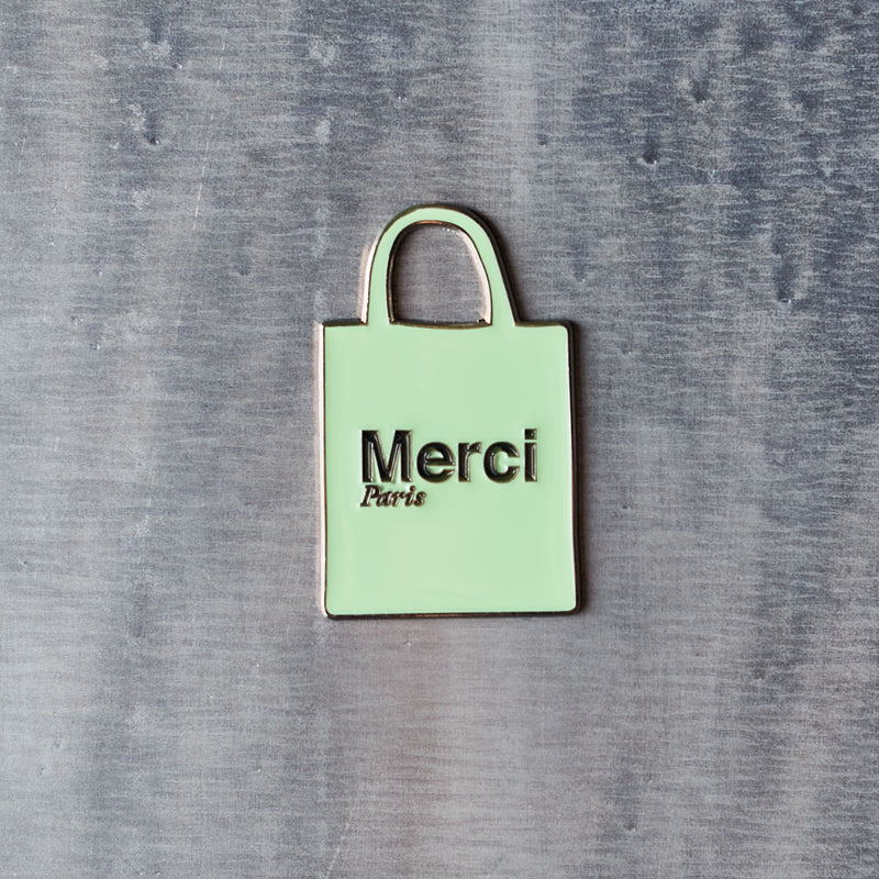 Magnet en métal Merci - Tote bag Vert