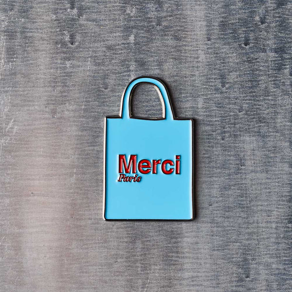 Magnet en métal Merci - Tote bag Bleu