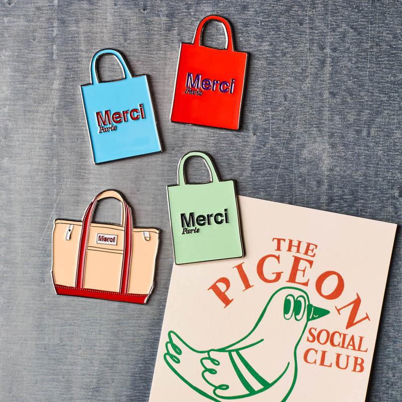 Magnet en métal Merci - Tote bag Rouge