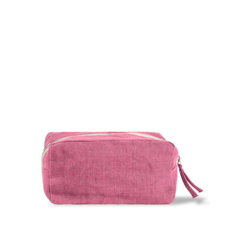Merci - Trousse en lin lavé - Rose Garance