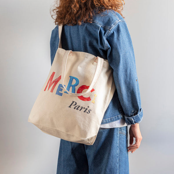 Merci Tote Bag Paris Edit Shop Merci Tote Bags Canvas Back - 11STREET