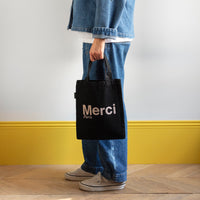 Merci - Tote Bag en coton - Noir & Crème