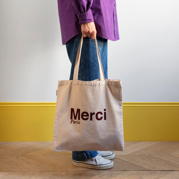 Merci Women Big Canvas Shoulder Bags French Print Eco Friendly Grocery  Shopping Bag Cotton Cloth Handbag Casual Tote For Ladies