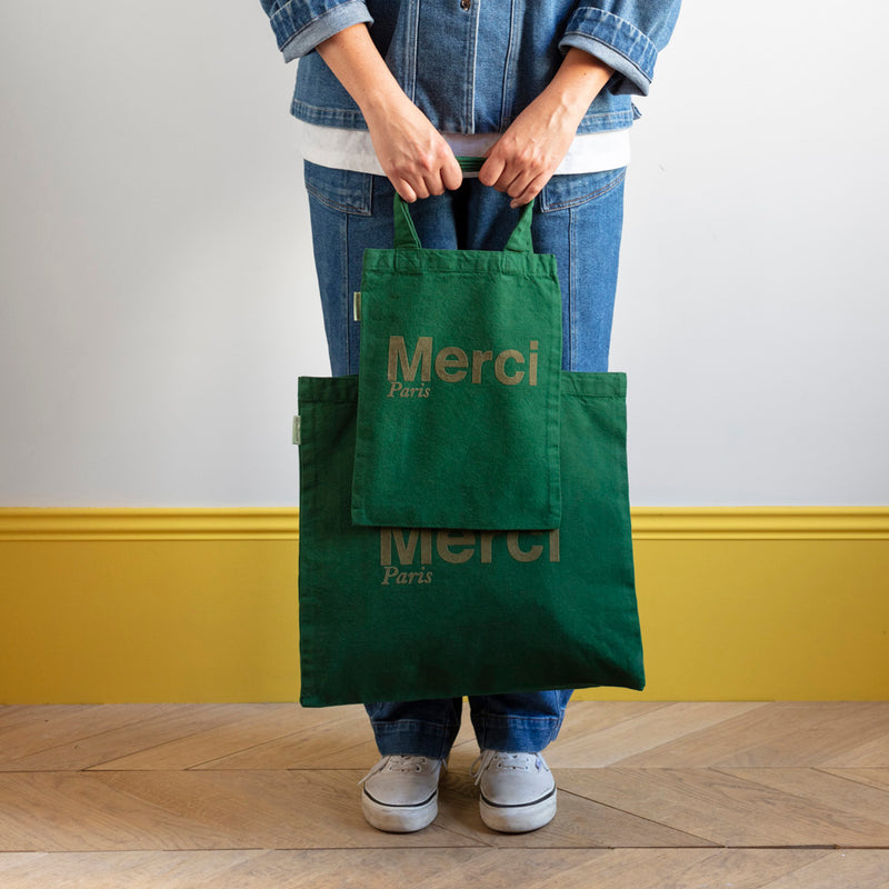 Tote Bags Merci, Merci - Tote Bag En Coton - Vert, Merci Femme