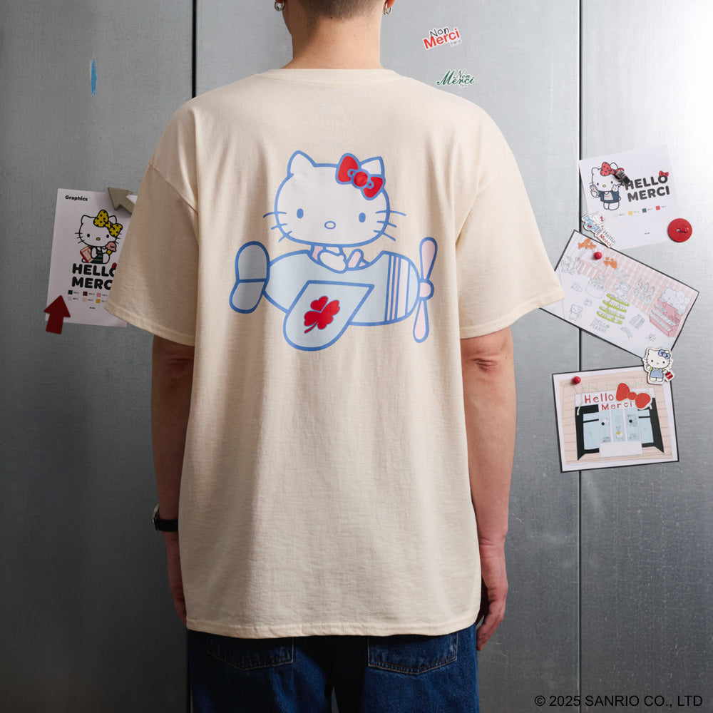 Merci♥Hello Kitty x Merciコラボ Tシャツ friends＆FIAT Hello Kitty x Merci - Plane T-Shirt - Ecru