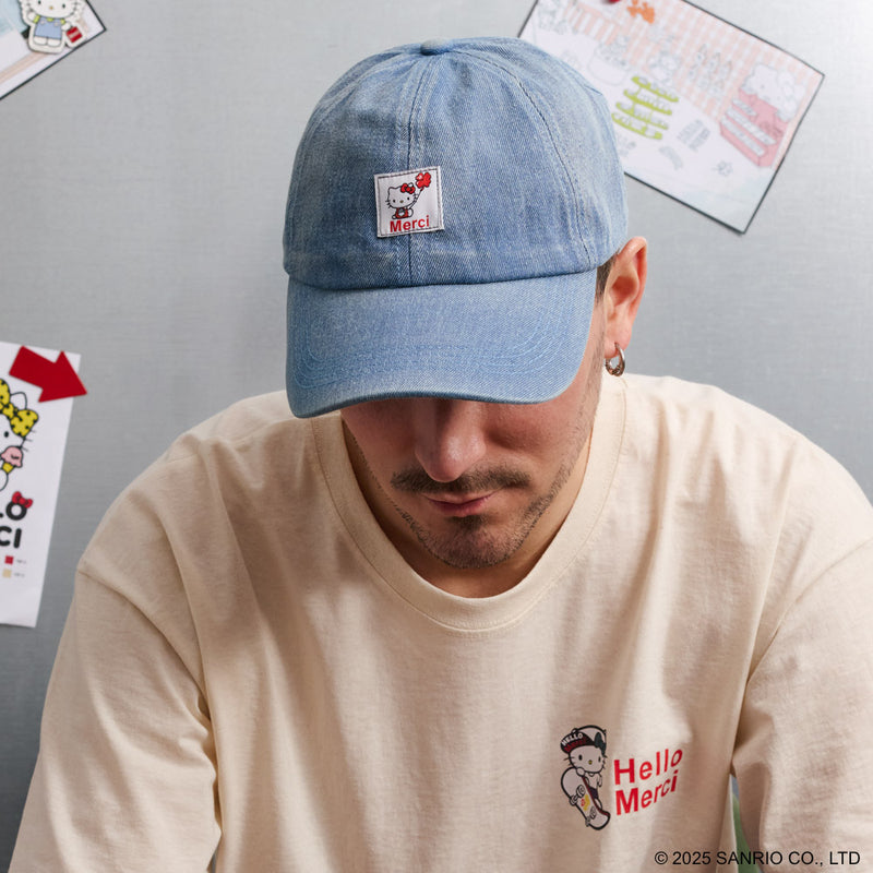 Hello Kitty x Merci  - Casquette Ballon Rouge - Bleu Denim