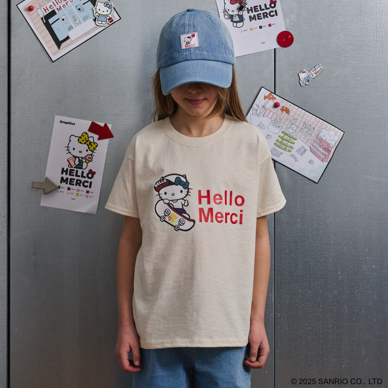 Hello Kitty x Merci  - T-Shirt Enfant Skate - Ecru