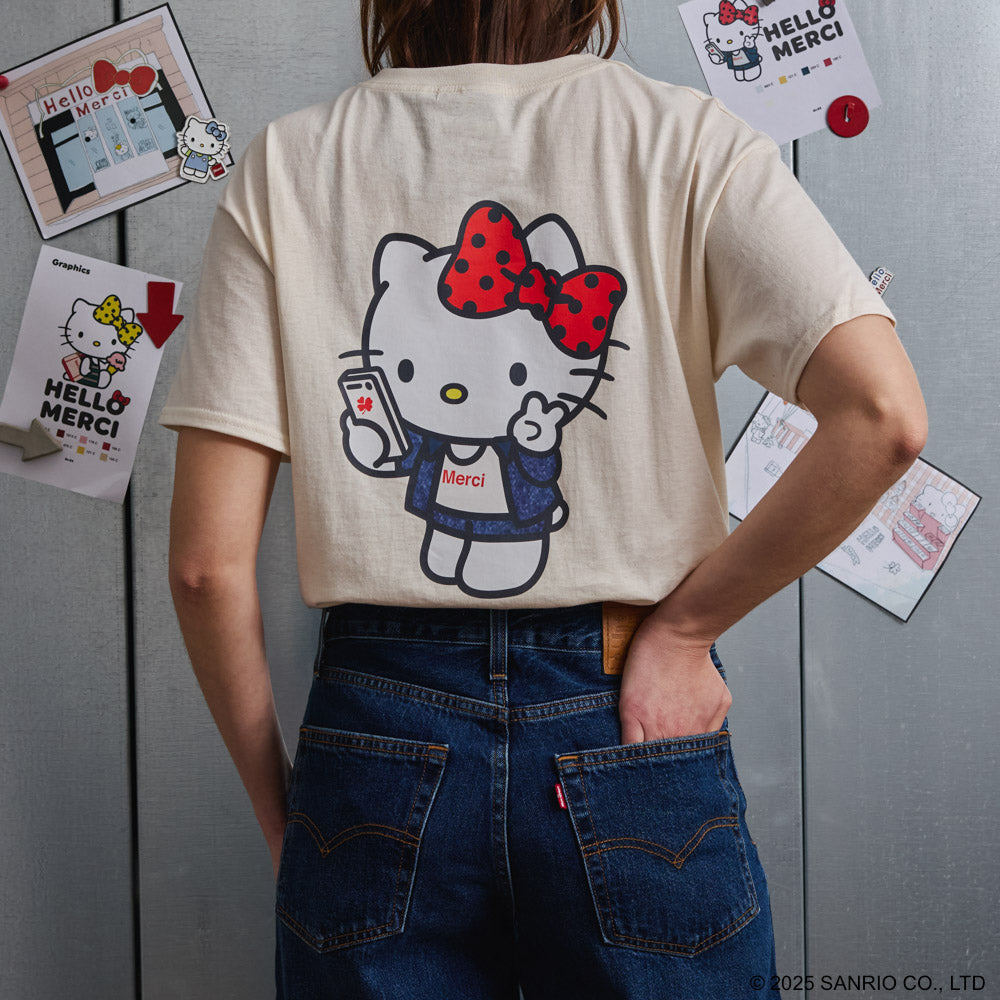 Merci♥Hello Kitty x Merciコラボ Tシャツ friends＆FIAT Hello Kitty x Merci - Plane T-Shirt - Ecru
