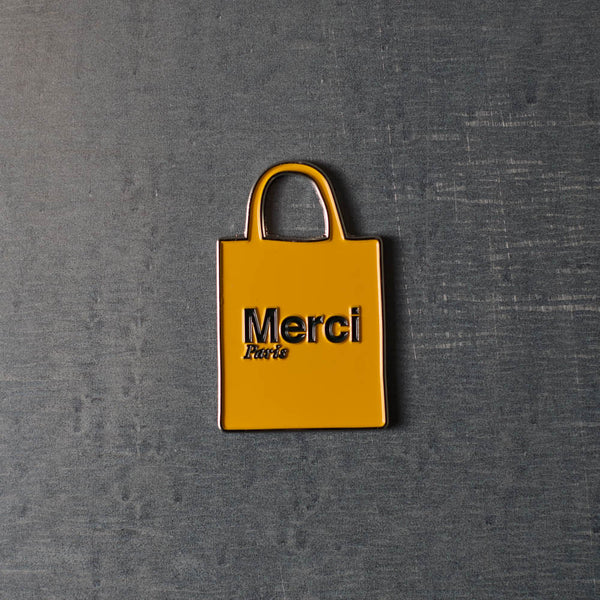 Magnet en métal Merci - Tote bag Jaune