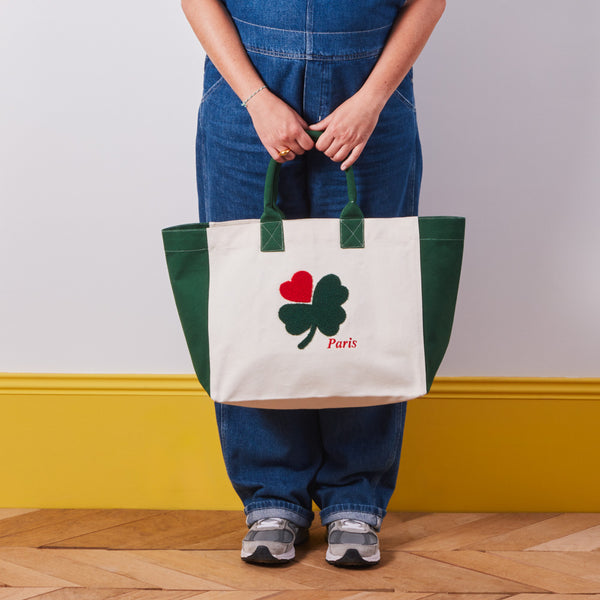 Merci - Clover-Heart Shopping Bag - Green – Merci Paris