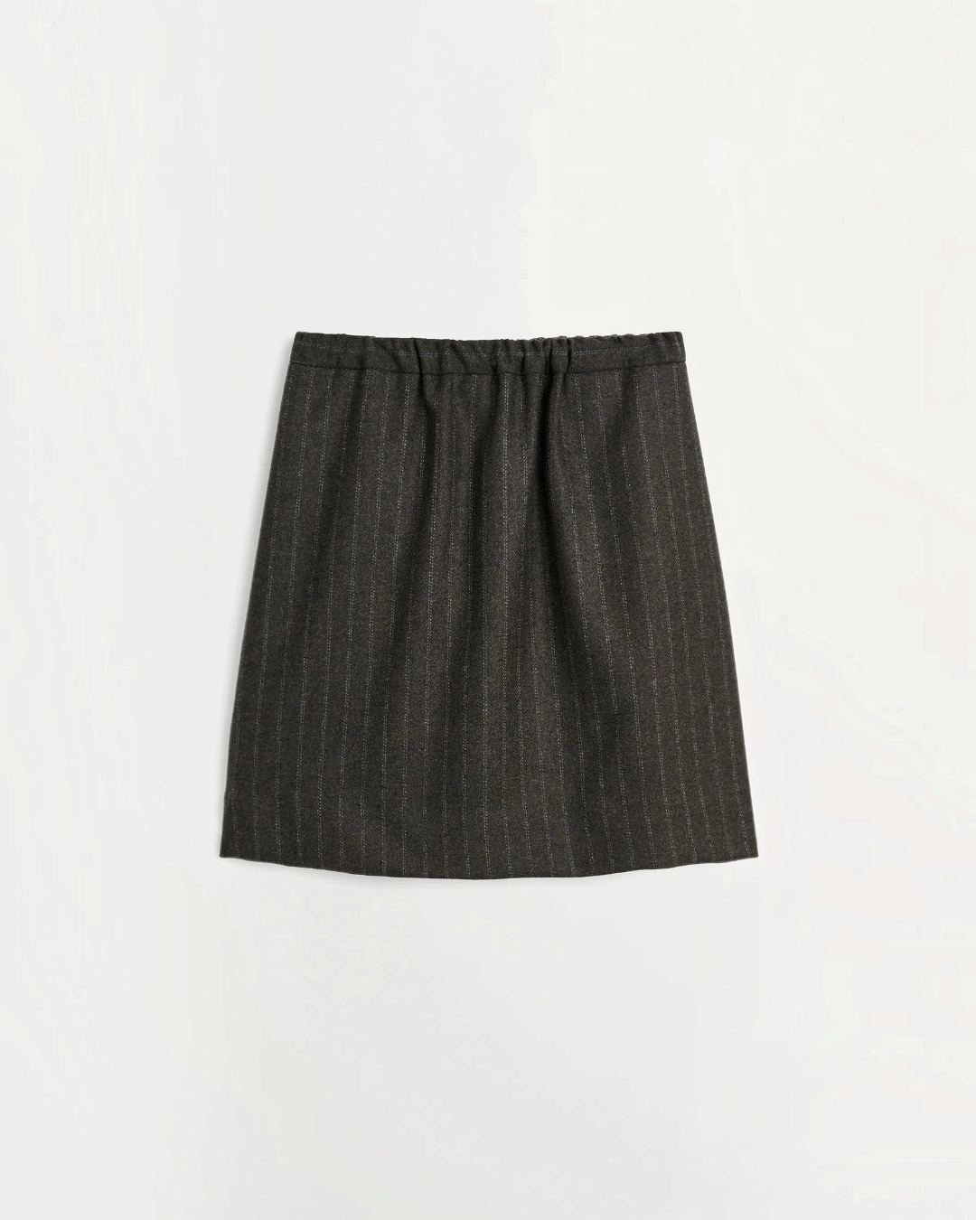 Short skirt Merci Paris Skall Studio in brown and black recycled wool with vertical stripes and elasticated waist