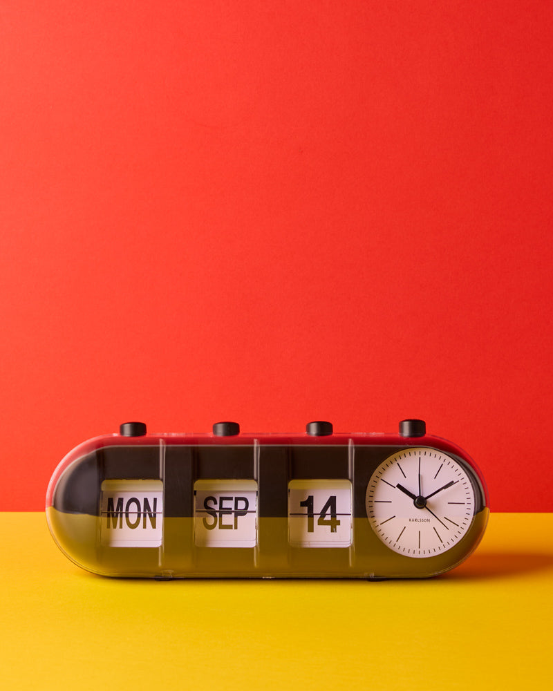 Karlsson - Calendar Flip Retro Tube Alarm Clock - Black