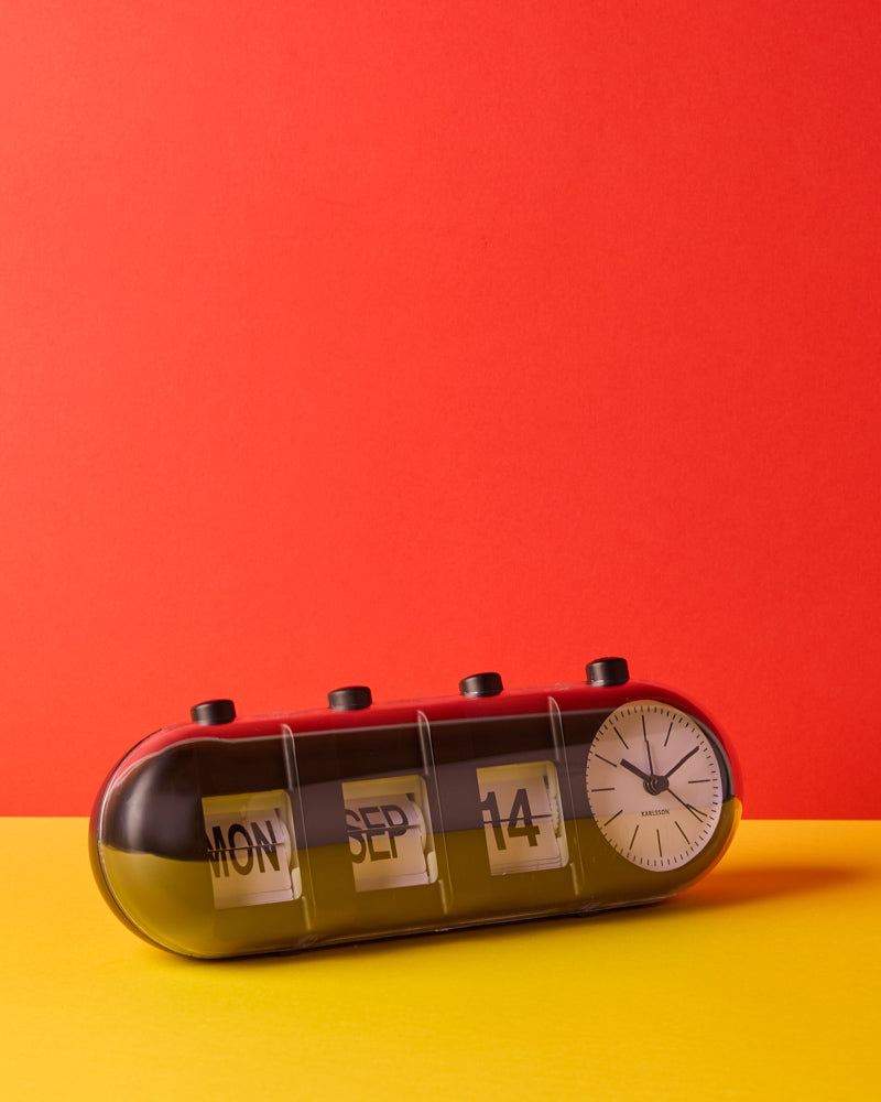 Karlsson - Calendar Flip Retro Tube Alarm Clock - Black