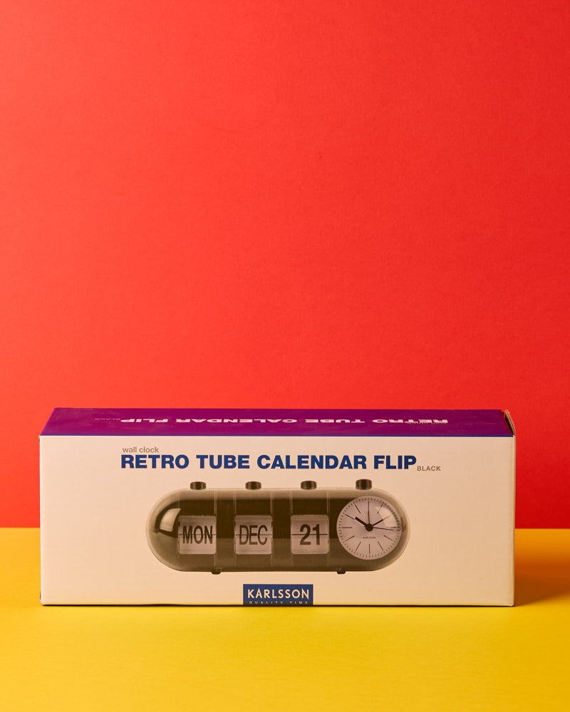 Karlsson - Réveil Rétro Tube Calendar Flip - Noir
