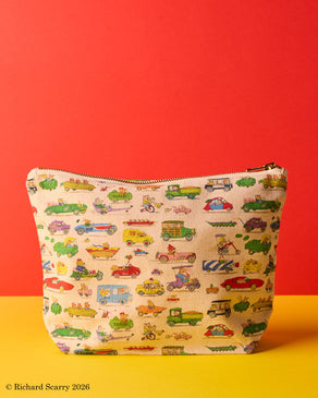 Merci x Richard Scarry - Cars Cotton Pouch - Ecru