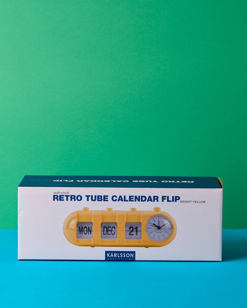 Karlsson - Calendar Flip Retro Tube Alarm Clock - Yellow