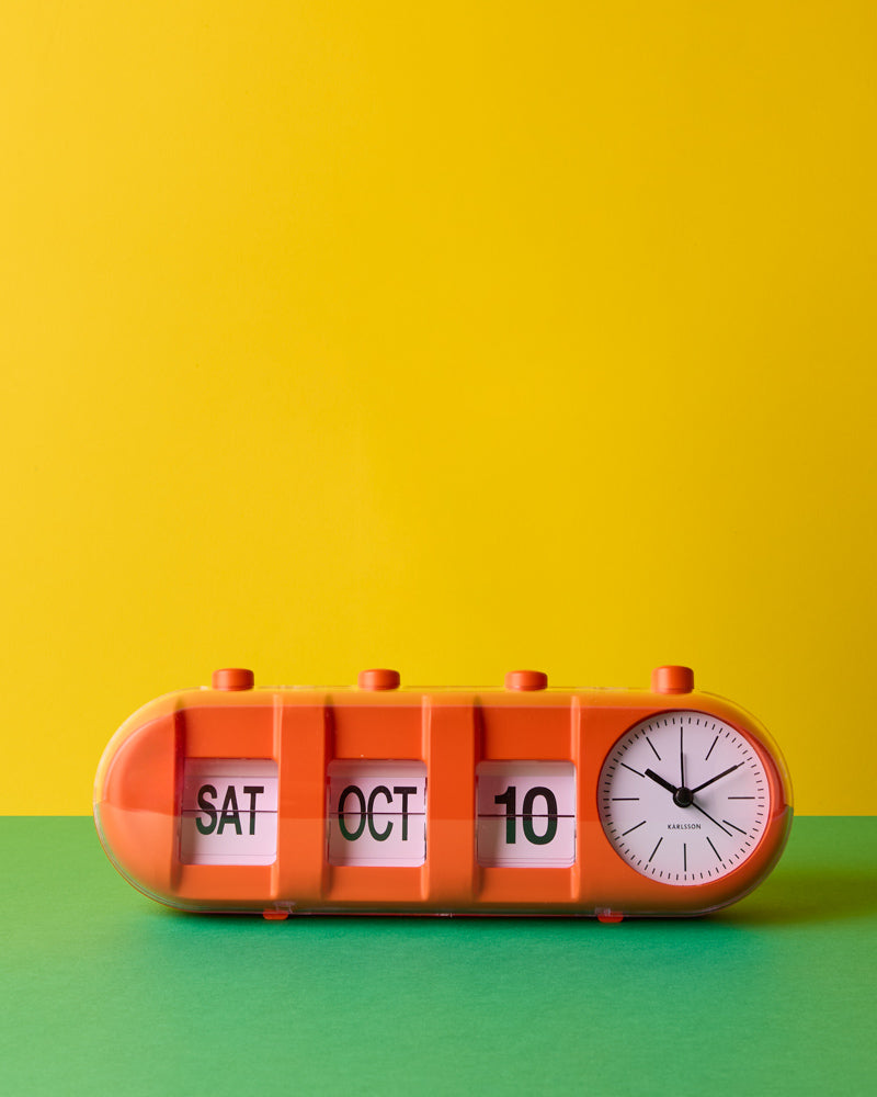 Karlsson - Calendar Flip Retro Tube Alarm Clock - Orange