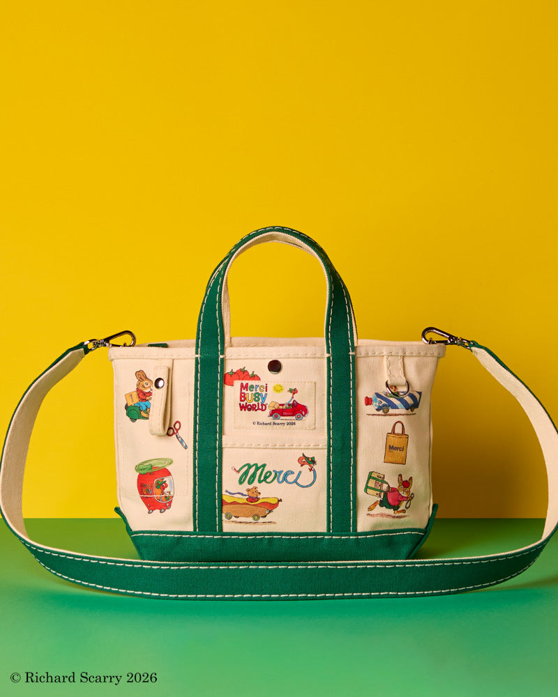 Merci x Richard Scarry - Cabas Candide En Canvas - Vert