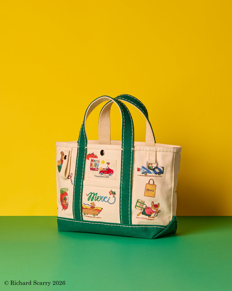 Merci x Richard Scarry - Cabas Candide En Canvas - Vert
