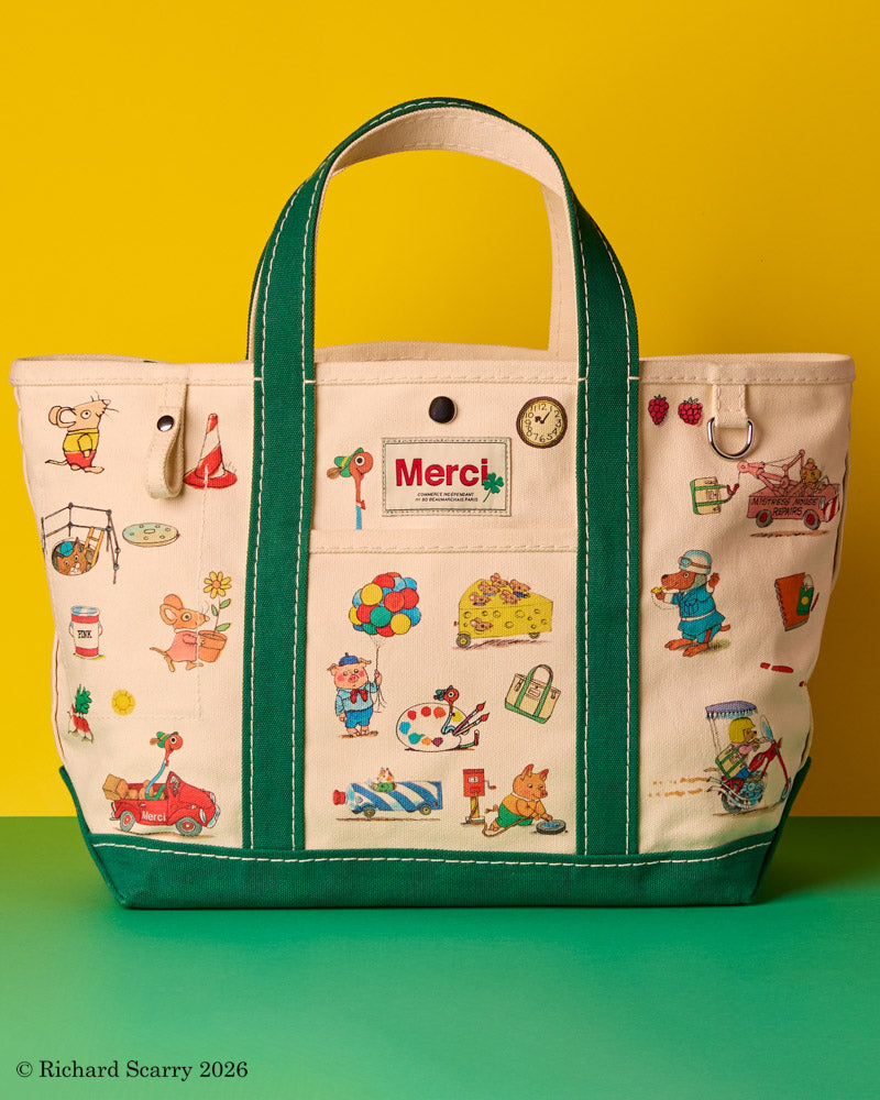 Merci x Richard Scarry - Cabas Candide En Canvas - Vert
