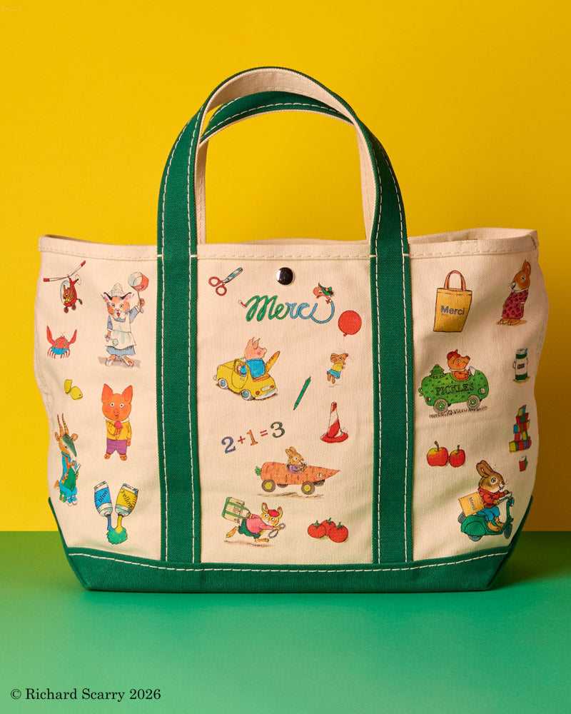 Merci x Richard Scarry - Cabas Candide En Canvas - Vert