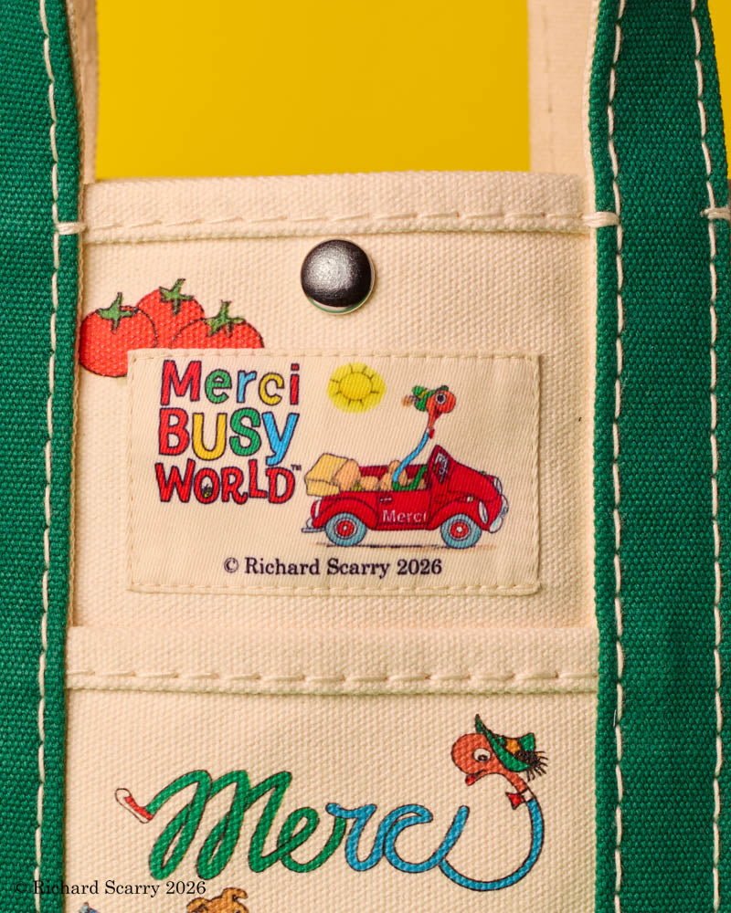 Merci x Richard Scarry - Cabas Candide En Canvas - Vert