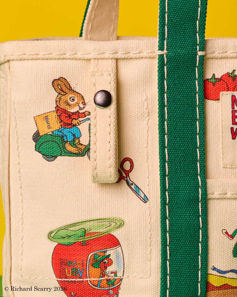 Merci x Richard Scarry - Cabas Candide En Canvas - Vert