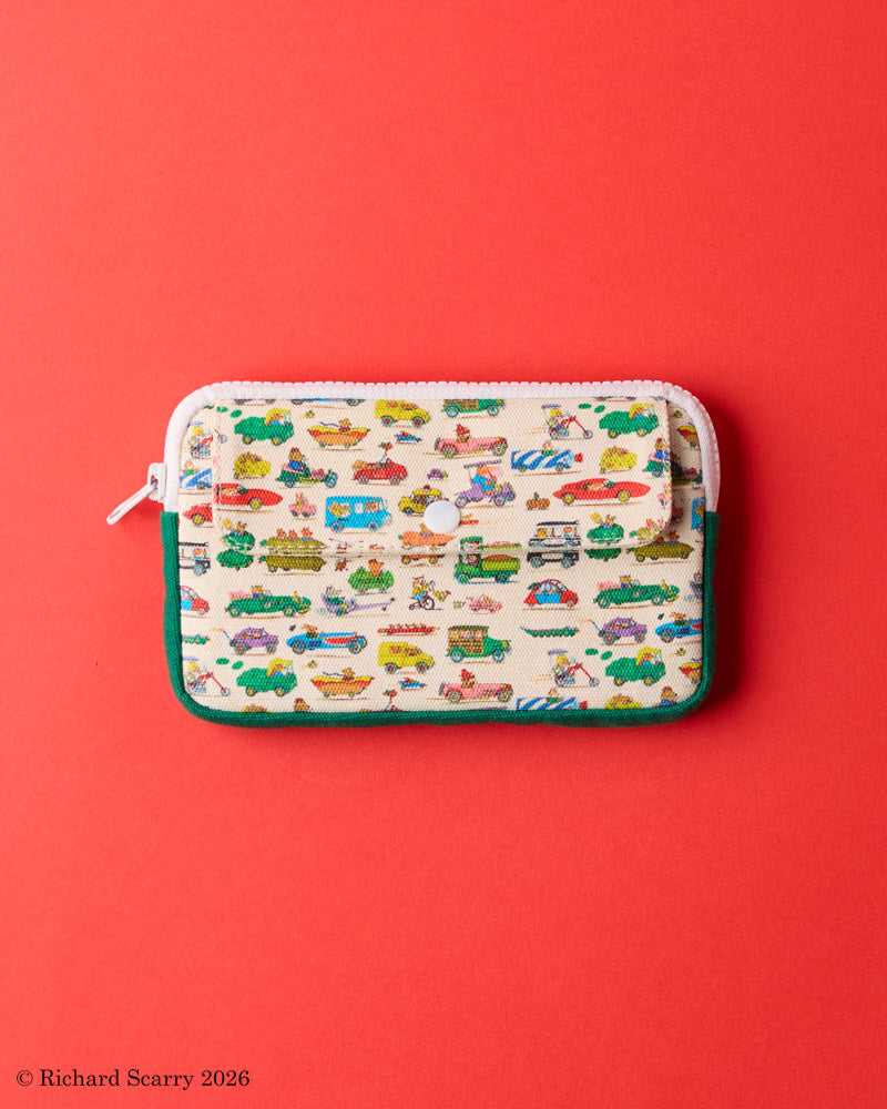 Merci x Richard Scarry - Candide Cars Coin Purse - Canvas & Green