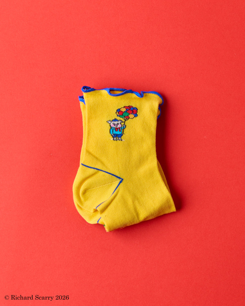 Merci x Richard Scarry - Kids' Pig Socks - Yellow