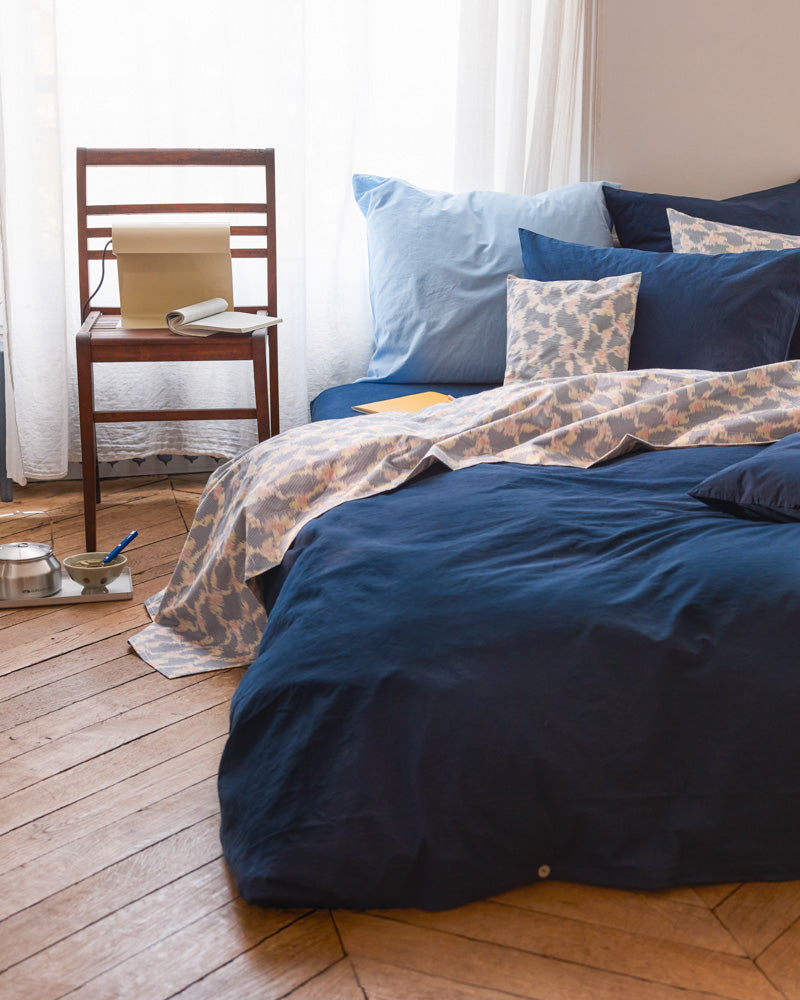 Merci - Cotton percale duvet cover - Midnight Blue