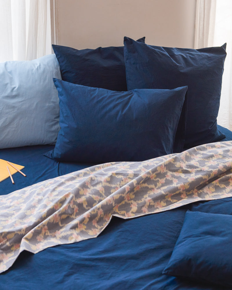 Merci - Cotton percale pillowcase - Midnight Blue