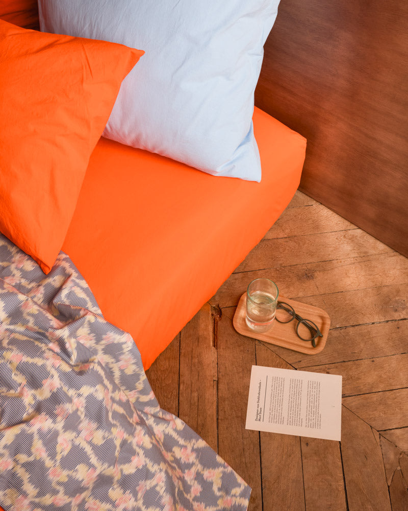 Merci - Cotton percale fitted sheet - Marigold Orange
