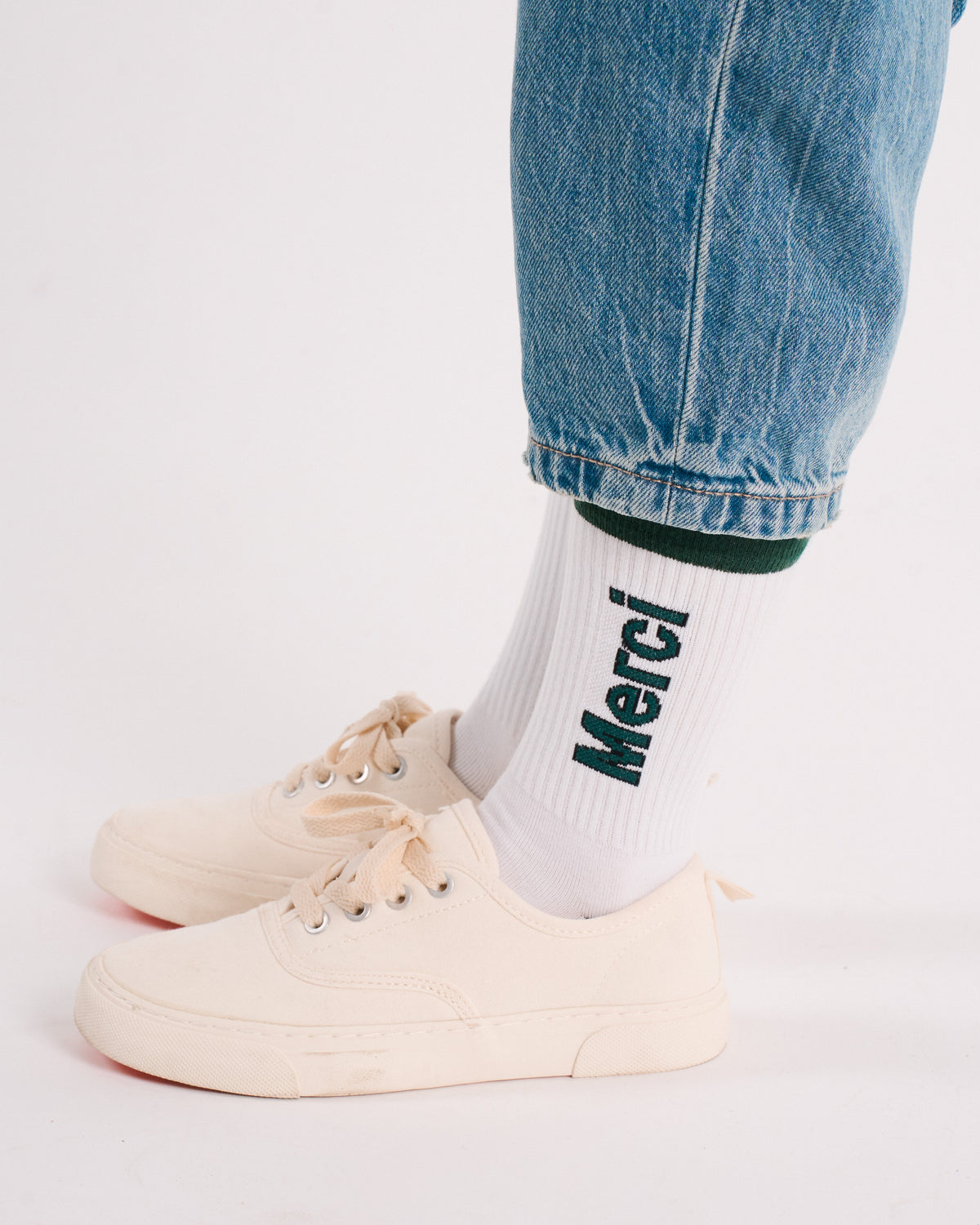Merci - Chaussettes Scrappy Enfant - Blanc Vert