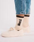 Merci - Scrappy Children's Socks - Ecru Brown