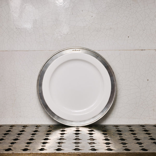 Assiette à dessert céramique et étain