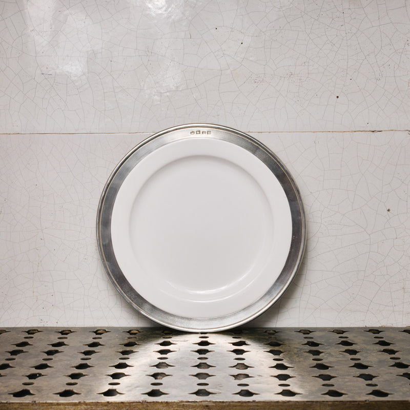 Assiette à dessert céramique et étain