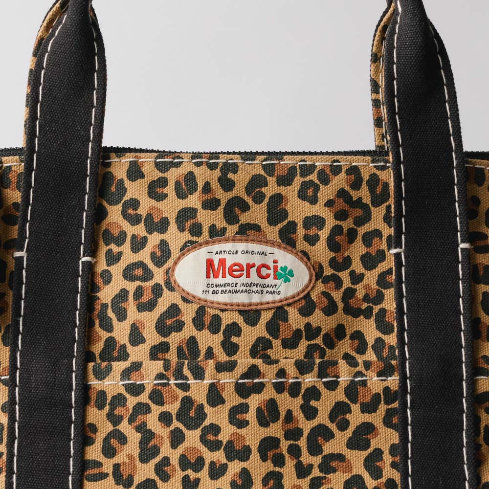 Merci Paris レオパード柄 トートバッグ Merci - Cabas Paris Bag - Leopard & Noir – Merci Paris