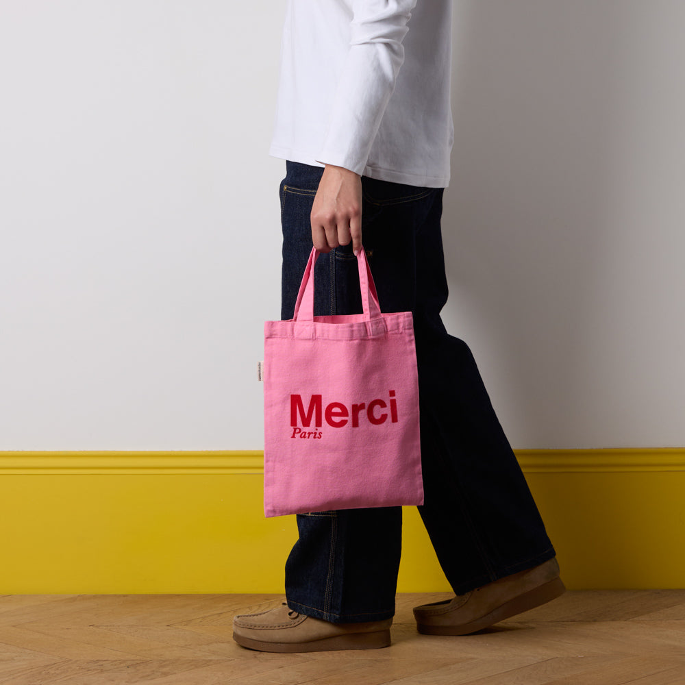 merciページ Merci - Tote Bag en coton - Rose & Rouge – Merci Paris