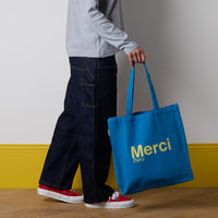 Merci - Tote Bag en coton - Bleu & Jaune