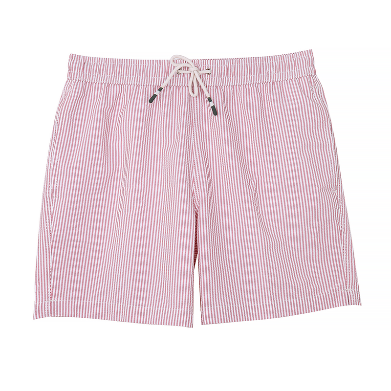 Hartford - Short de Bain Rayures - Rouge